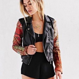 Ecote Vegan Leather Embellished Moto Jacket